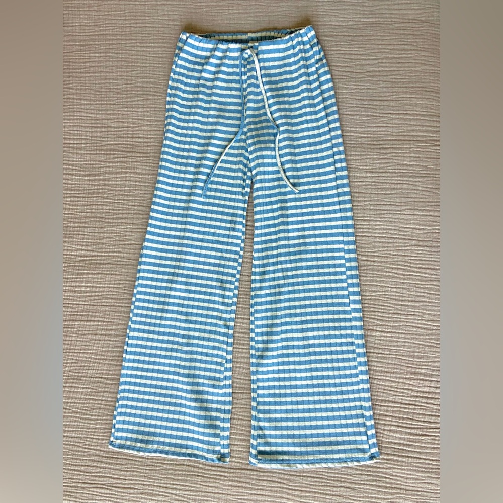 Cozy Blue and White Striped Pajama Pants